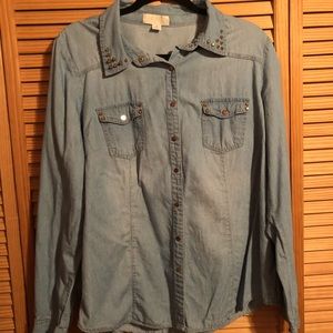 Studded Forever 21 Denim Shirt